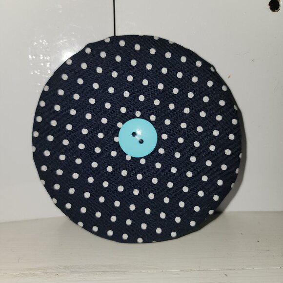 Hand Crafted Dark Blue White Polka Dot Card Game Holder - Picture 5 of 5